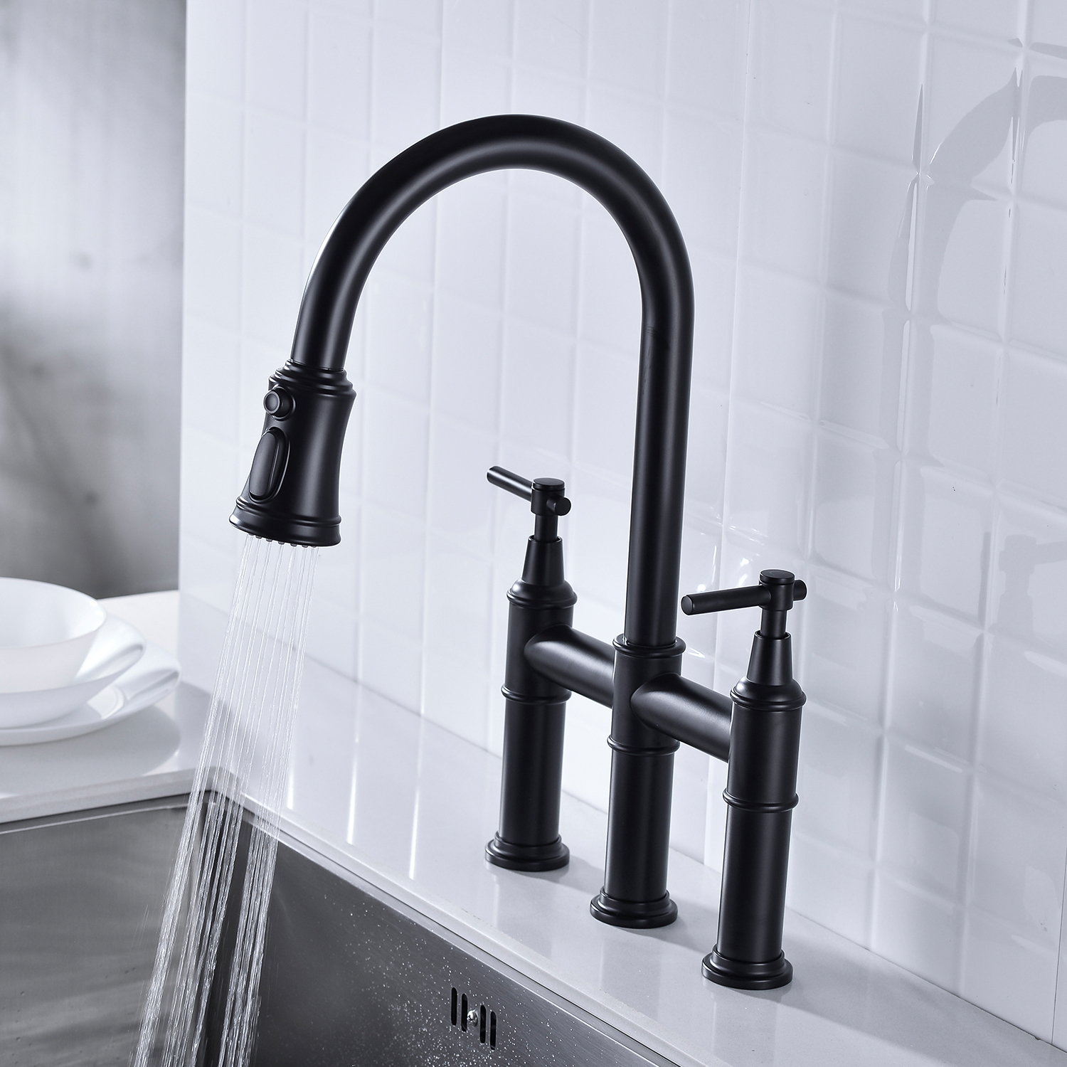 Pull Down Dual Handle Kitchen Faucet Pull Down Dual Handle Kitchen Faucet